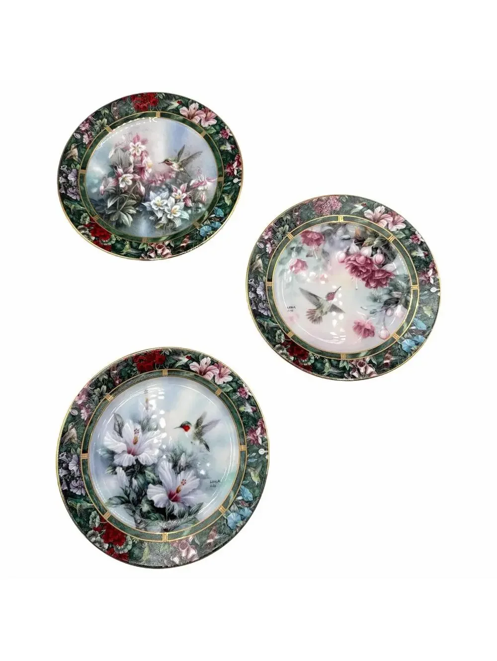 Set of 3 Vintage Lena Liu Hummingbird Treasury Collection 8” Collector’s Plates